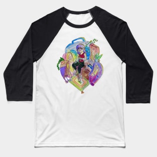 Radio Girl Illustration Baseball T-Shirt